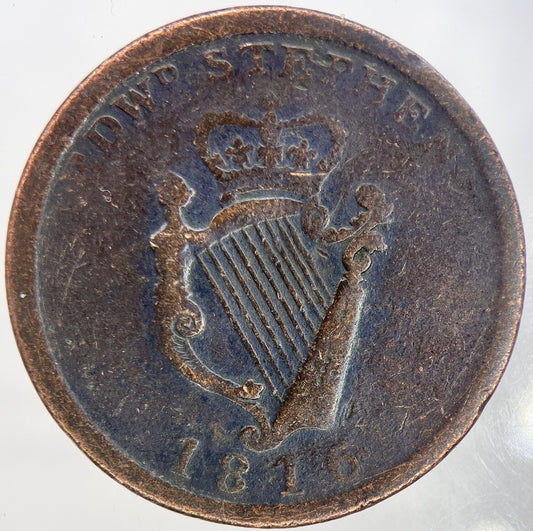 1816 Irish Edward Stephens Penny Coin | Collectable Grade | a298