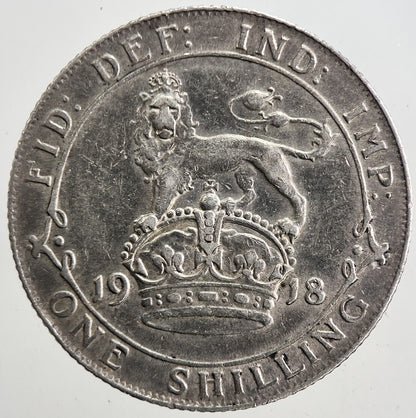 1918 George V Shilling British Silver Coin | Fine Collectable Grade