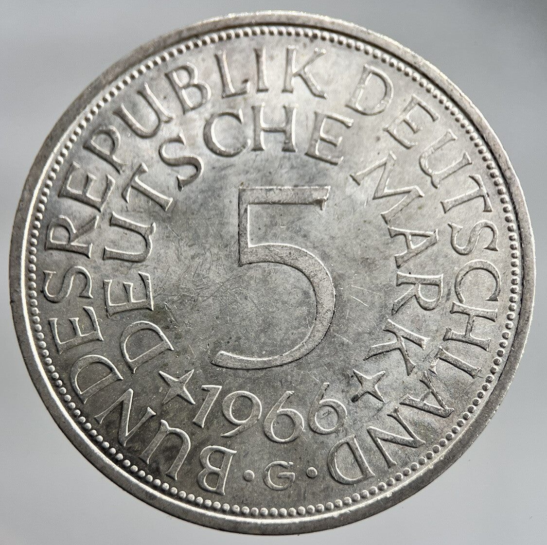 1966-G Germany 5 Mark Silver Coin | Very High Grade