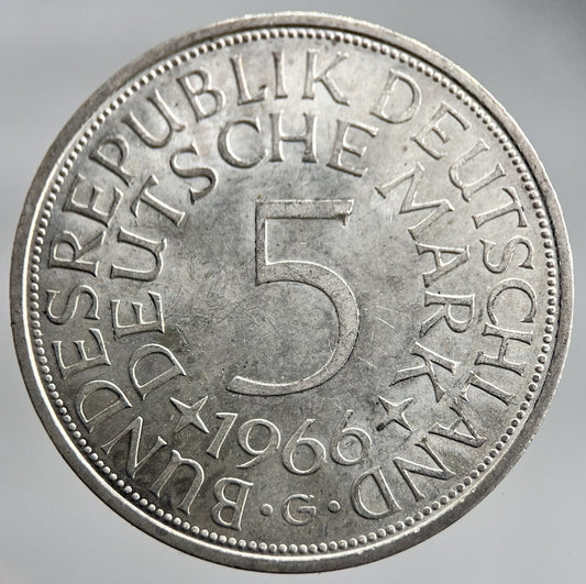 1966-G Germany 5 Mark Silver Coin | Very High Grade