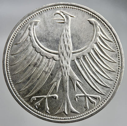 1966-G Germany 5 Mark Silver Coin | Very High Grade
