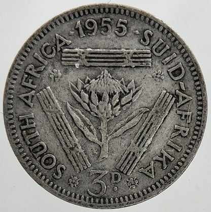 1955 South Africa Threepence Silver Coin | Fine Collectable Grade | a9003