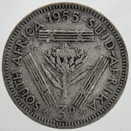 1955 South Africa Threepence Silver Coin | Fine Collectable Grade | a9003