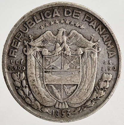 1953 Panama 1/10 Balboa Coin | Fine Collectable Grade | a9026