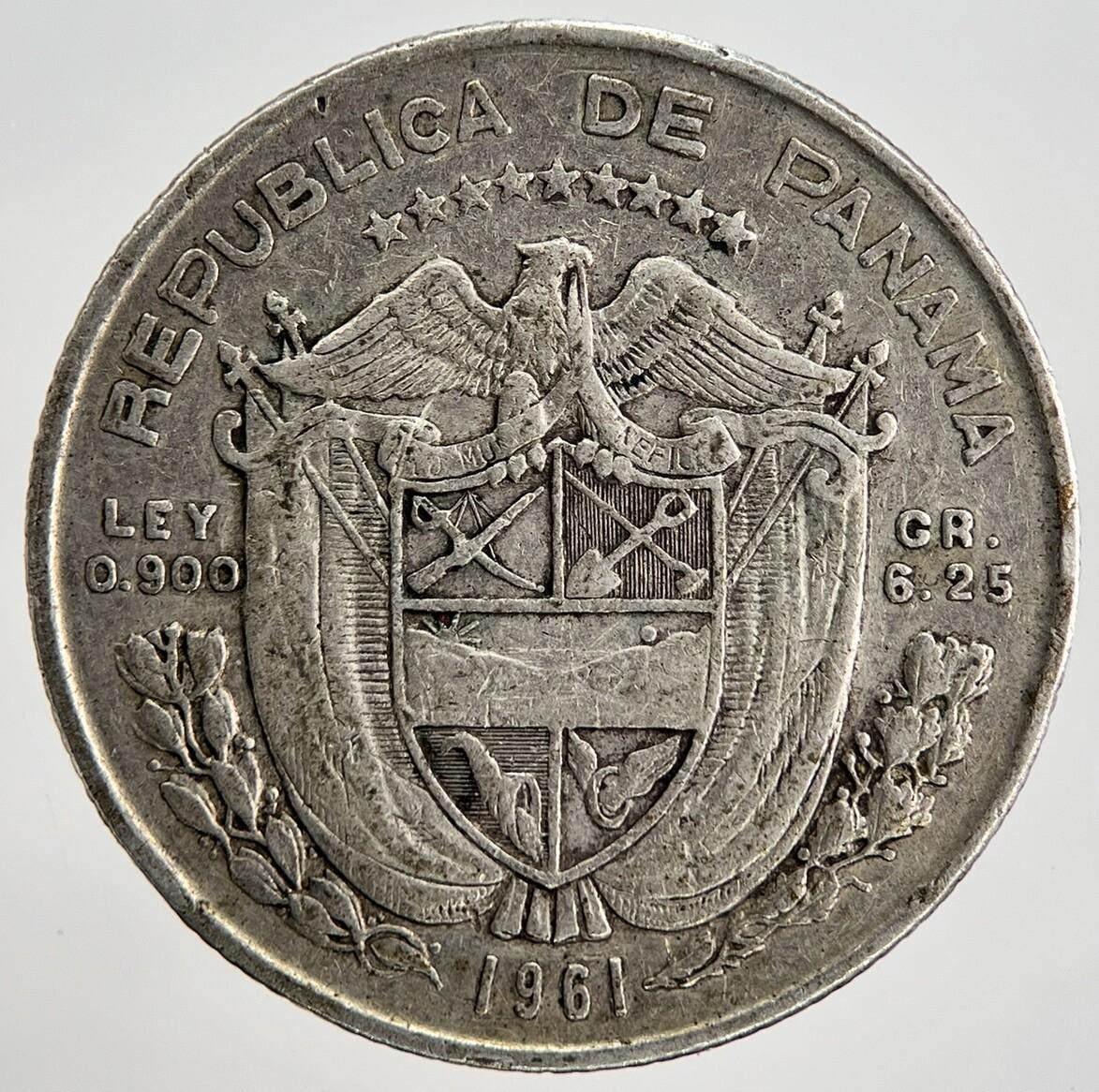 1961 Panama 1/4 One Quarter Balboa Silver Coin | Fine Collectable Grade