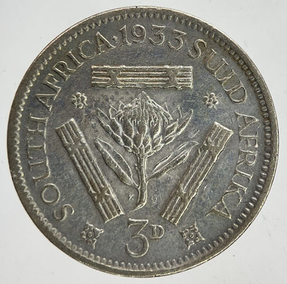 1933 South Africa Threepence Silver Coin | Fine Collectable Grade | a6990