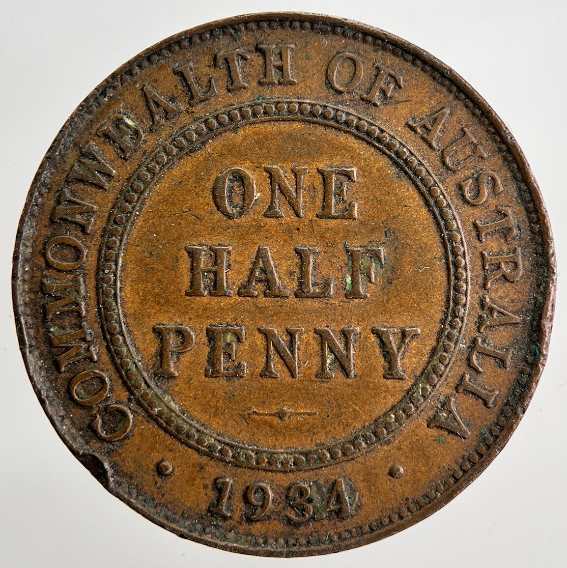 1934 Australia Half-Penny Coin | Fine Collectable Grade
