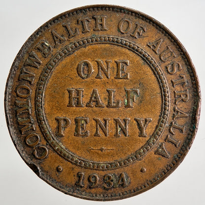 1934 Australia Half-Penny Coin | Fine Collectable Grade
