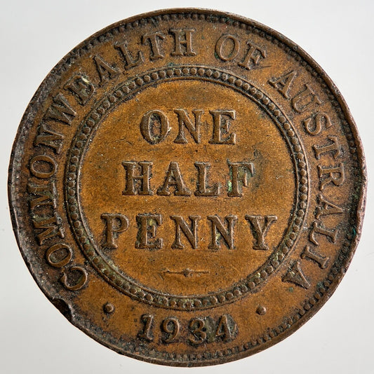 1934 Australia Half-Penny Coin | Fine Collectable Grade