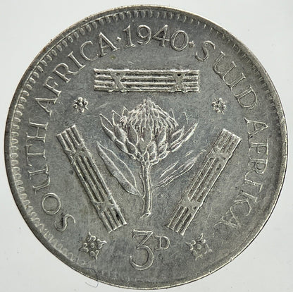 1940 South Africa Threepence Silver Coin | Fine Collectable Grade | a6993