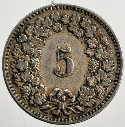1915 Switzerland Swiss 5 Rappen Coin | Fine Collectable Grade