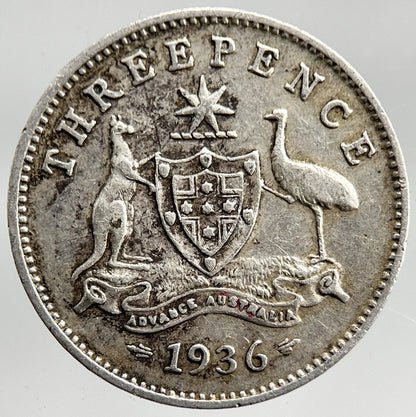 1936 Australia Threepence Silver Coin | Fine Collectable Grade