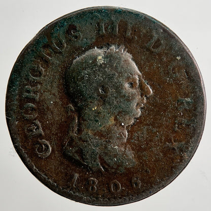 1806 George 3rd III Farthing Coin | Fair Grade