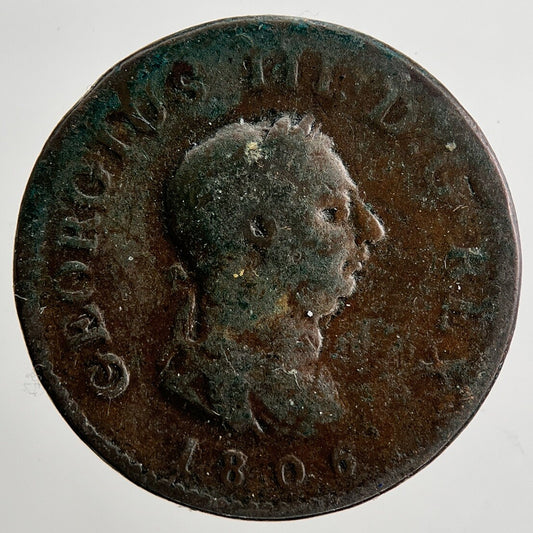 1806 George 3rd III Farthing Coin | Fair Grade