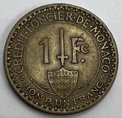 1926 Monaco 1 Franc Coin | Fine Collectable Grade