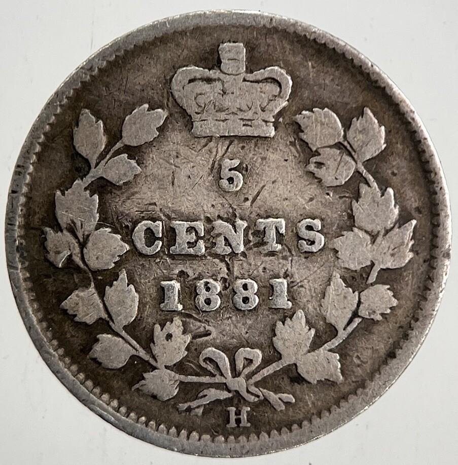 1881-H Canada 5 Cents Silver Coin | Collectable Grade