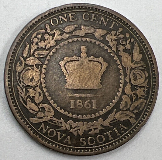 1861 Canada Nova Scotia One Cent Coin | Fair Grade