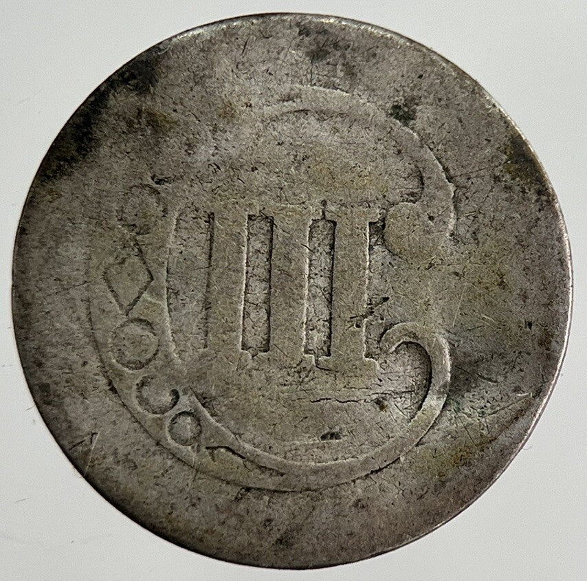 1856 US USA Three 3 Cent Silver Trime Type 2 Coin | Fair Grade