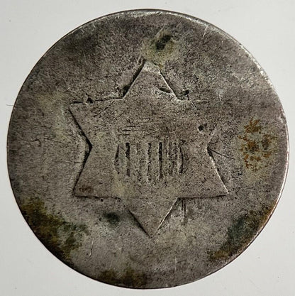 1856 US USA Three 3 Cent Silver Trime Type 2 Coin | Fair Grade