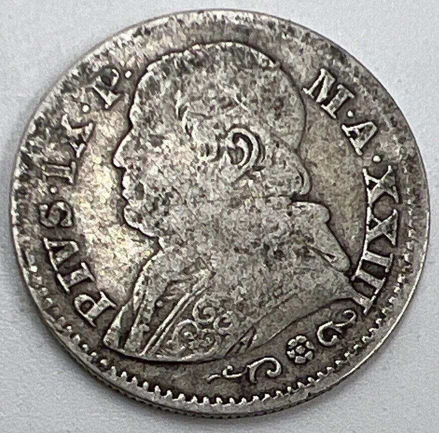 1869 10 Soldi Papal State PIO IX | Rome Silver Coin | Collectable Grade