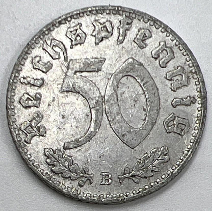 1942-B Germany Nazi 50 Pfennig Coin | Collectable Grade