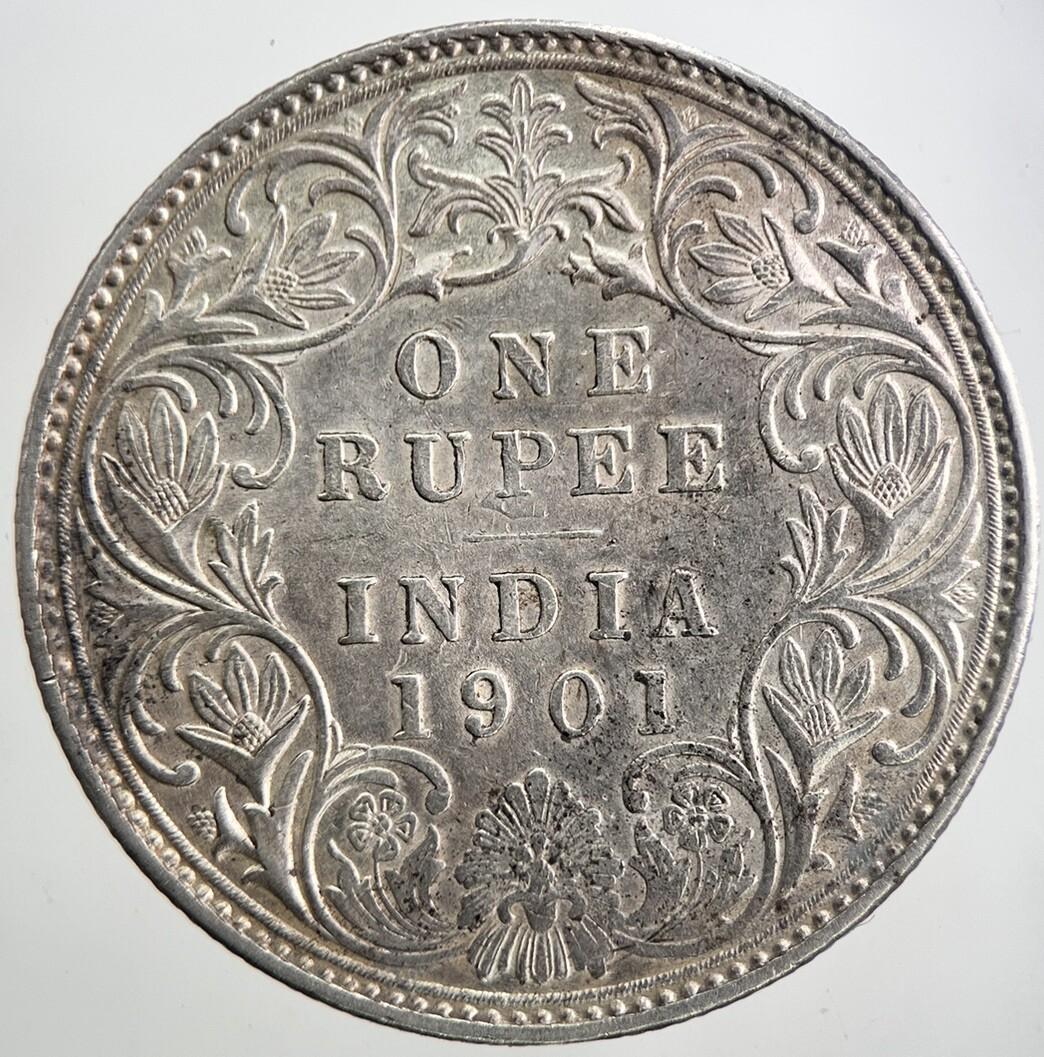 1901 India 1 One Rupee Silver Coin | Very High Grade