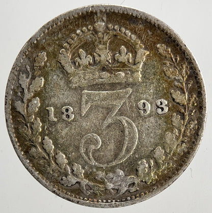 1893 Victoria Threepence Silver Coin | Fine Collectable Grade | a9080