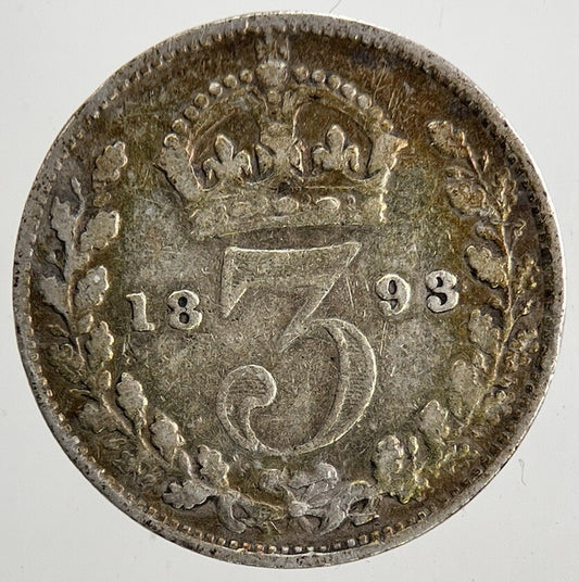 1893 Victoria Threepence Silver Coin | Fine Collectable Grade | a9080