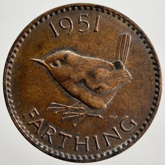 1951 George VI Wren Farthing Coin | Very High Grade