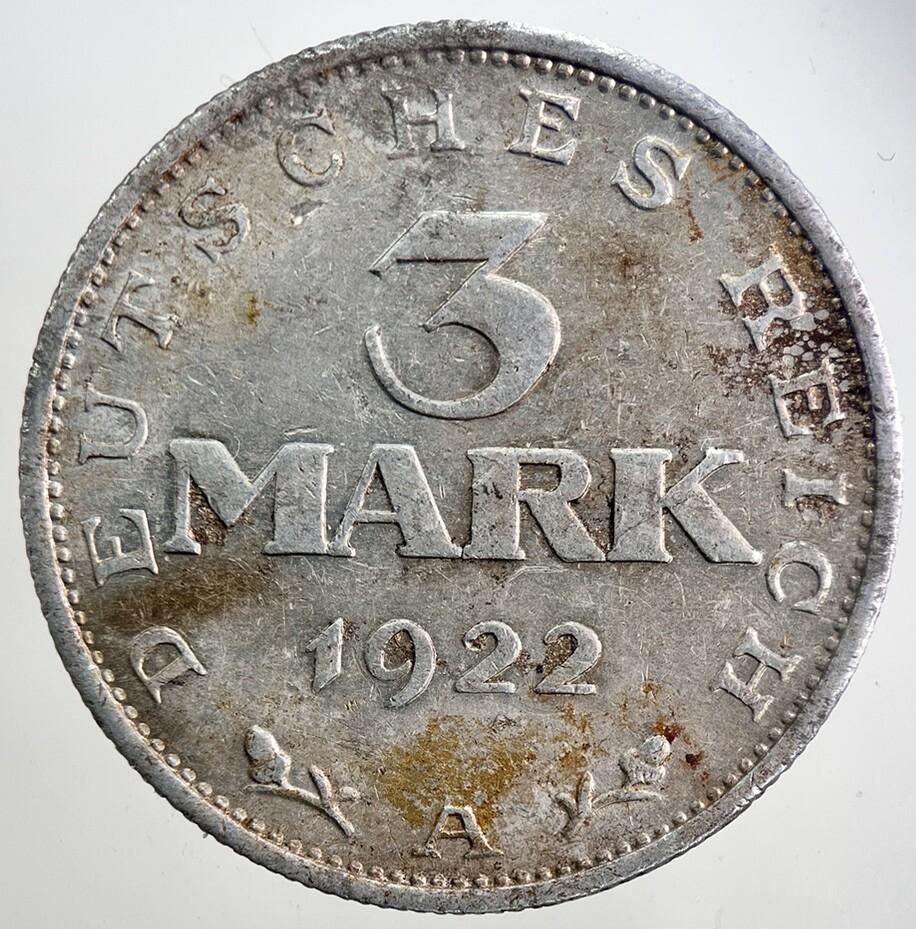 1922-A Germany 3 Mark Coin | Collectable Grade