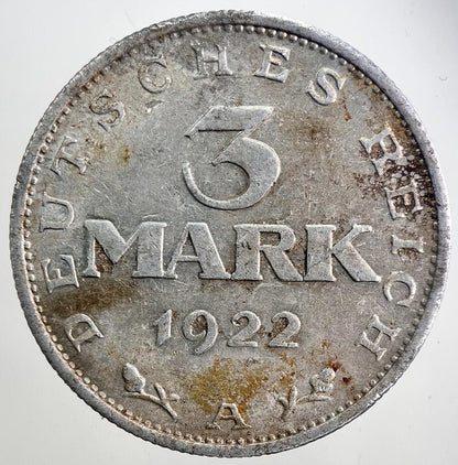 1922-A Germany 3 Mark Coin | Collectable Grade