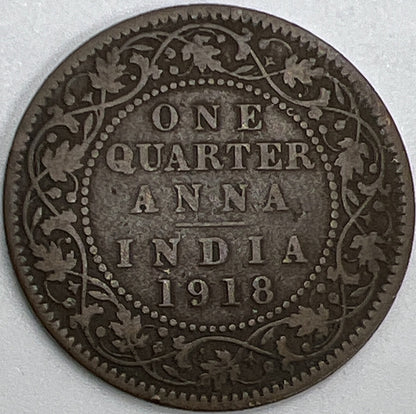 1918 One Quarter Anna India | Indian Copper Coin | Fair Grade