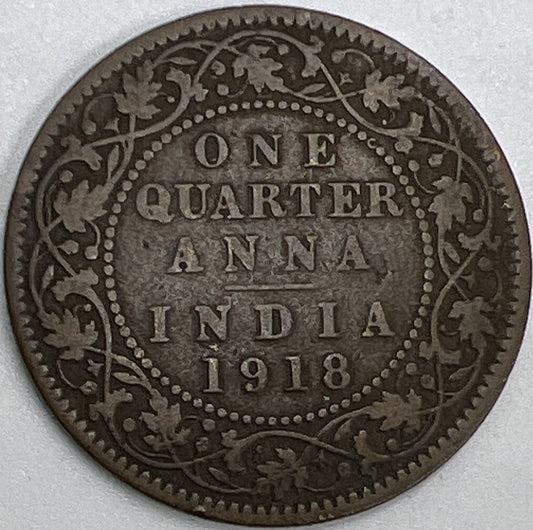 1918 One Quarter Anna India | Indian Copper Coin | Fair Grade