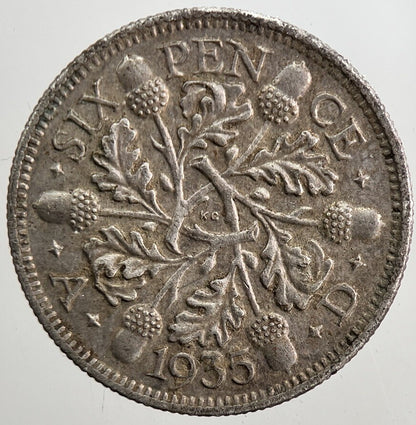 1935 George V Sixpence Silver Coin | Very High Grade