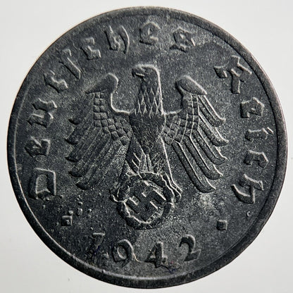 1942-A Germany Nazi 1 Pfennig Coin | Very High Grade