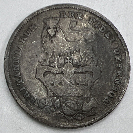 1825 George IV Shilling Silver Coin | Fair Grade