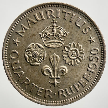 1950 Mauritius 1/4 Quarter Rupee Coin | Very High Grade