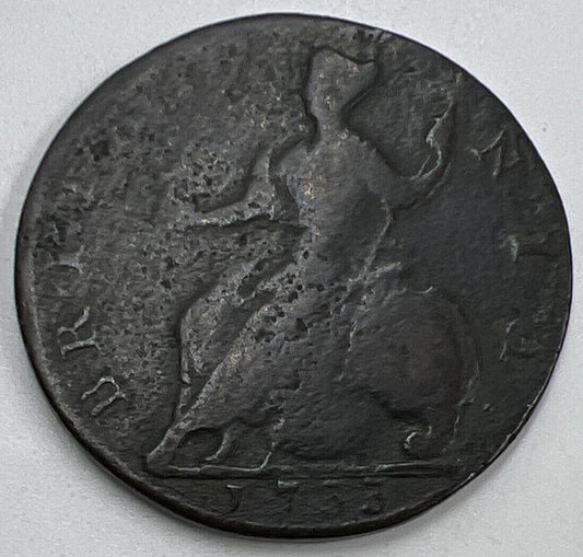 1753 George II Half-Penny | British Copper Coin | Fair Collectable Grade
