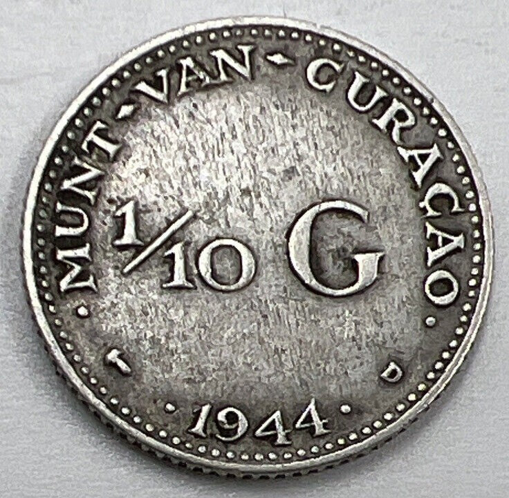 1944 Netherlands 1/10 Gulden Silver Coin | Collectable Grade