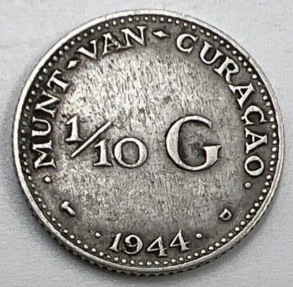 1944 Netherlands 1/10 Gulden Silver Coin | Collectable Grade