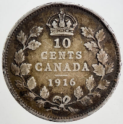 1916 Canada 10 Cents Silver Coin | Fine Collectable Grade