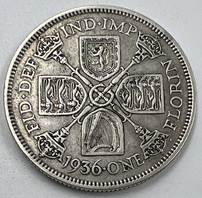 1936 Florin | British Silver Coin | George V | Fine Collectable Grade