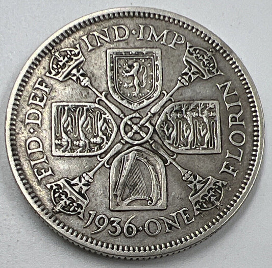 1936 Florin | British Silver Coin | George V | Fine Collectable Grade