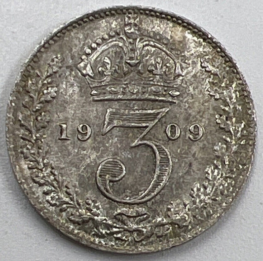 1909 Threepence | British Silver Coin | Edward II | High Collectable Grade