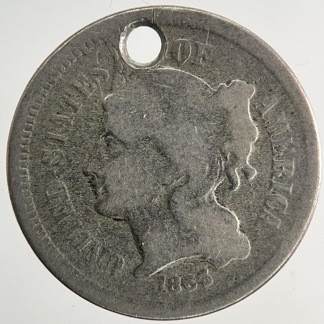 1864 US USA III 3 Cent Coin | Collectable Grade