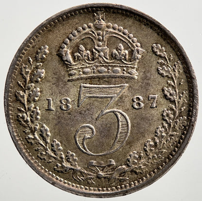 1887 Jubilee Head Victoria Threepence Silver Coin | Very Fine Grade