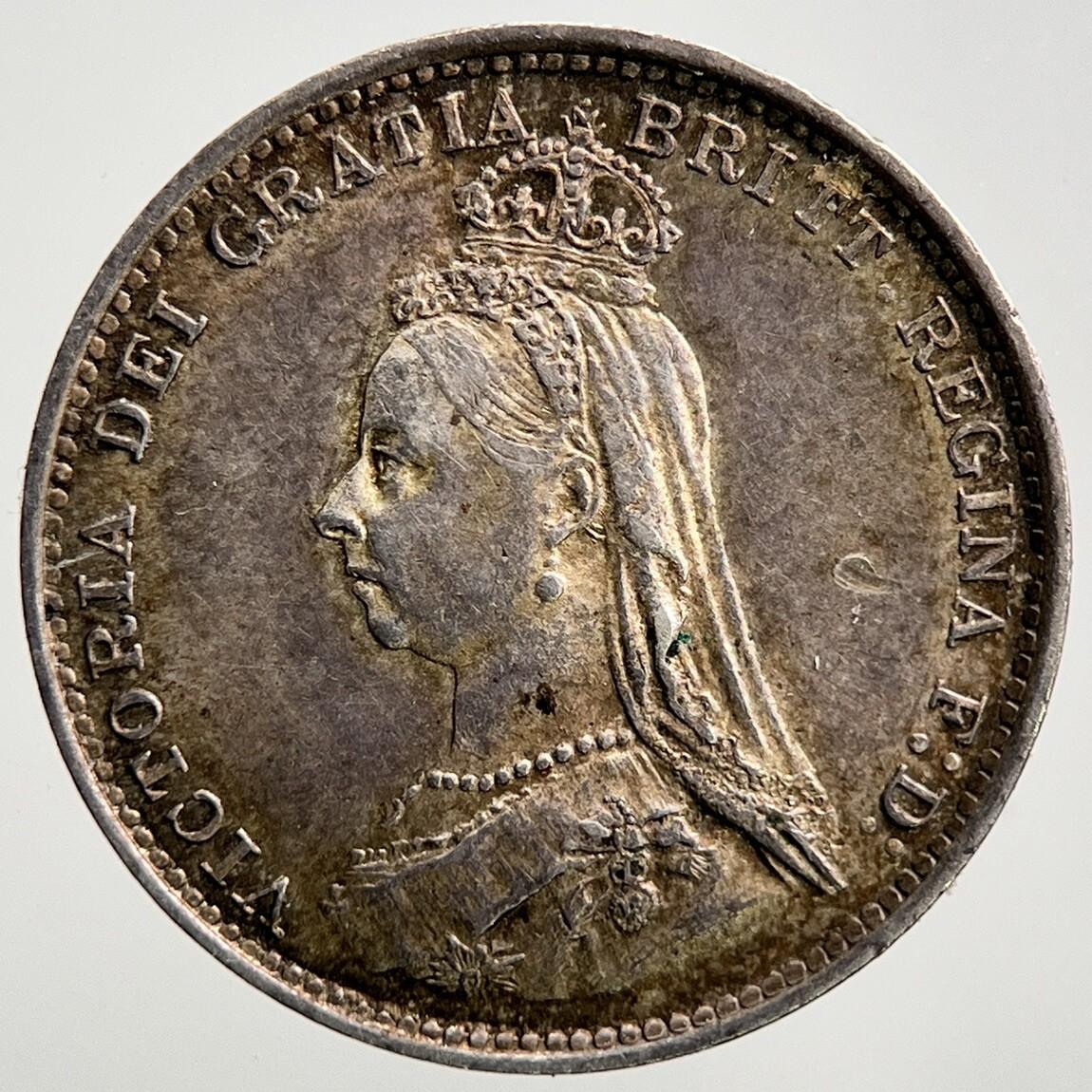 1887 Jubilee Head Victoria Threepence Silver Coin | Very Fine Grade