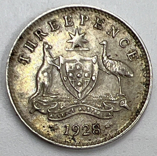 1928 Threepence Australia Silver Coin | Fine Grade