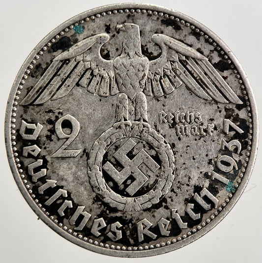 1937-A Germany Nazi 2 Mark Silver Coin | Very High Grade