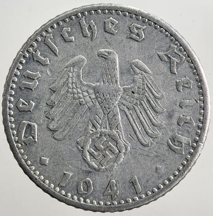 1941-J Germany Nazi 50 Pfennig Coin | Very High Grade